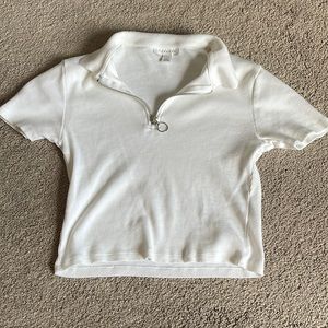 White Topshop Ribbed Polo Croptop